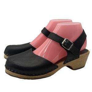 Lotta from Stockholm Clogs Women’s EU 39 US 8.5-9 Black Leather Swedish Shoes